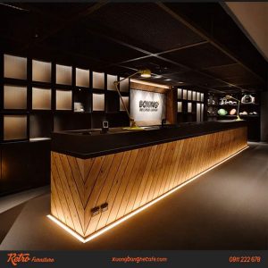 Quầy bar cafe gỗ thông đỏ Mỹ phong cách Retro